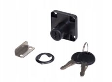 Zamek meblowy AKS kwadratowy 4x4 cm do biurka / szafki - kolor czarny
