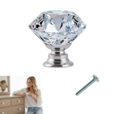 Uchwyt Meblowy Gałka do Mebli 40 mm Kryształowa Srebrna Glamour AKS