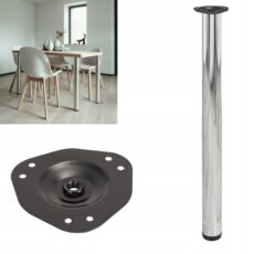 NOGA METALOWA DO STOŁU REGULOWANA D60 60X820 H820 82CM CHROM OKRĄGŁA AKS