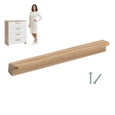 Uchwyt meblowy krawędziowy drewniany MIRA jesion Solidny duży 128/168 AKS