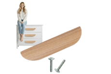 Uchwyt meblowy krawędziowy drewniany LIANA jesion Solidny duży 128/175 AKS