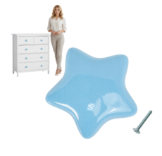 UCHWYT MEBLOWY gałka do mebli DZIECIECY STAR gwiazdka NIEBIESKI porcelanowy