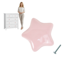 UCHWYT MEBLOWY gałka do mebli DZIECIECY STAR gwiazdka RÓŻOWY porcelanowy