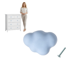 UCHWYT MEBLOWY gałka do mebli DZIECIECY CLOUD chmurka NIEBIESKI porcelanowy