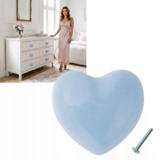 UCHWYT MEBLOWY gałka do mebli DZIECIECY LOVE serce NIEBIESKI porcelanowy