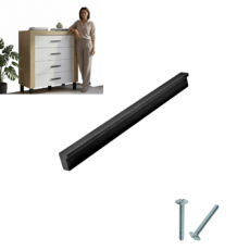 CZARNY, ELEGANCKI UCHWYT MEBLOWY, uchwyt do mebli PIANO roz. 128 MAT typ 2